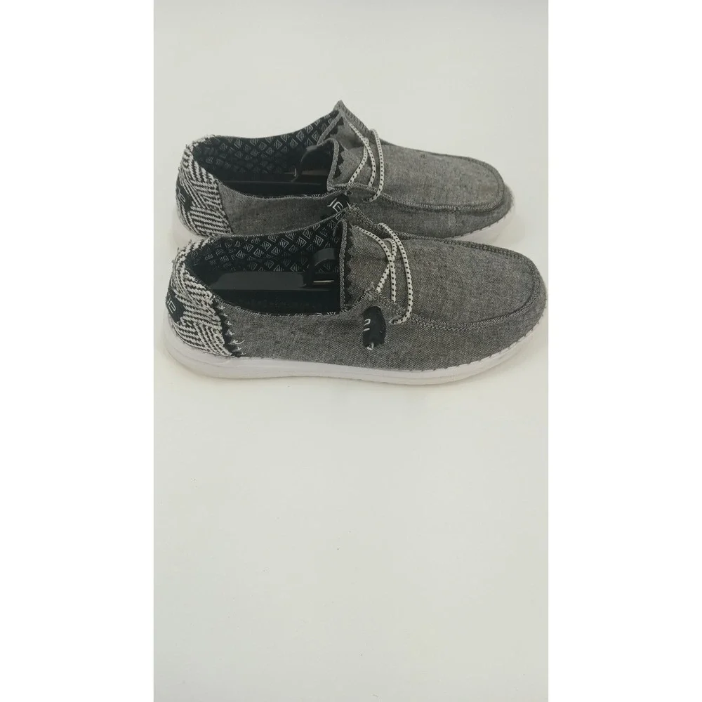 Hey Dude Wendy Chambray Onyx Grey Black Slip On Loafers Shoes Womens 7 121414203